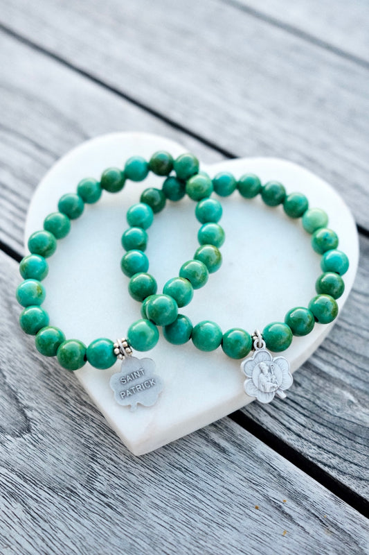 St. Patrick Stretch Bracelet-Spring Green 8 mm beads