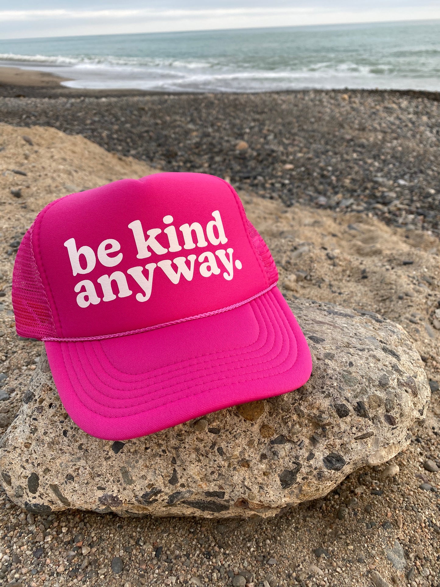 Be Kind Anyway Trucker Hat - Barbie Pink