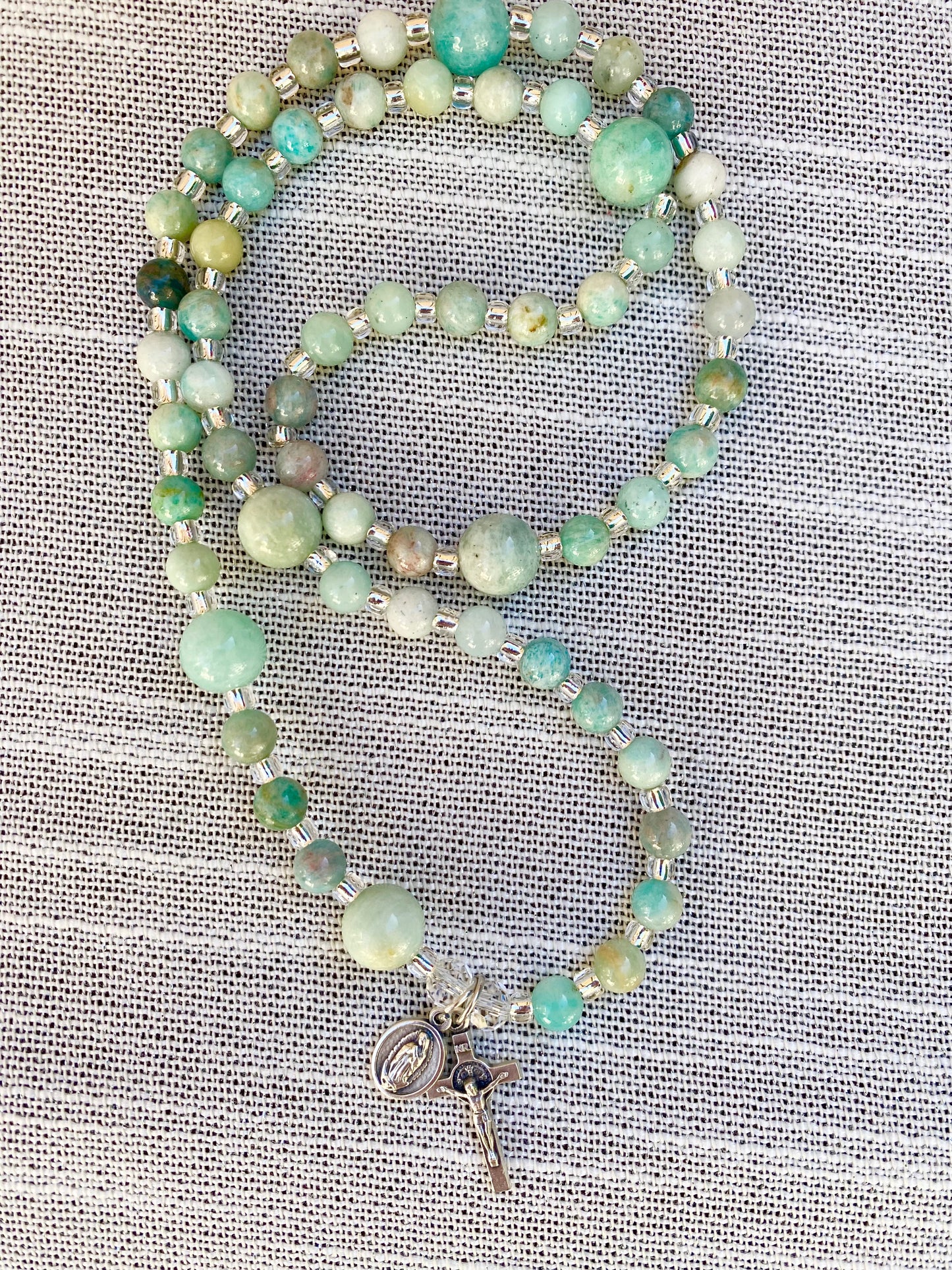 Rosary Wrap Stretch Bracelet - Green Amazonite