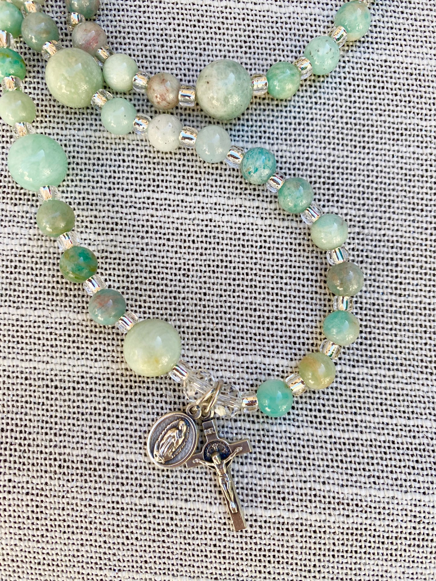 Rosary Wrap Stretch Bracelet - Green Amazonite